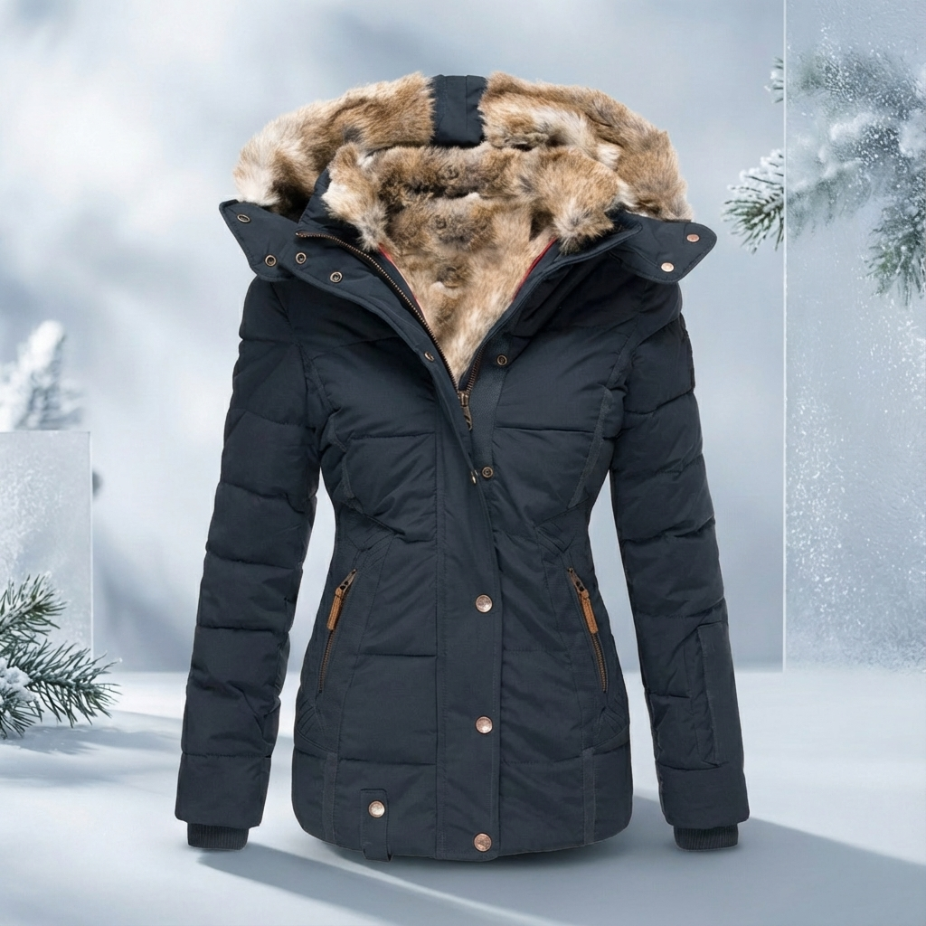 Catharina | Stylish & Warm Women’s Winter Jacket with Faux Fur Hood