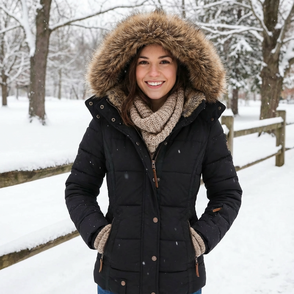 Catharina | Stylish & Warm Women’s Winter Jacket with Faux Fur Hood