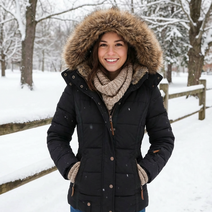 Catharina | Stylish & Warm Women’s Winter Jacket with Faux Fur Hood